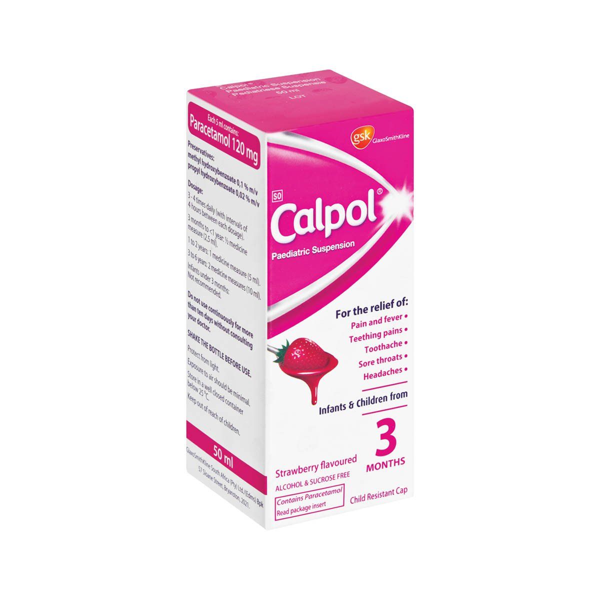 Calpol Paediatric Suspension 50ml Strawberry