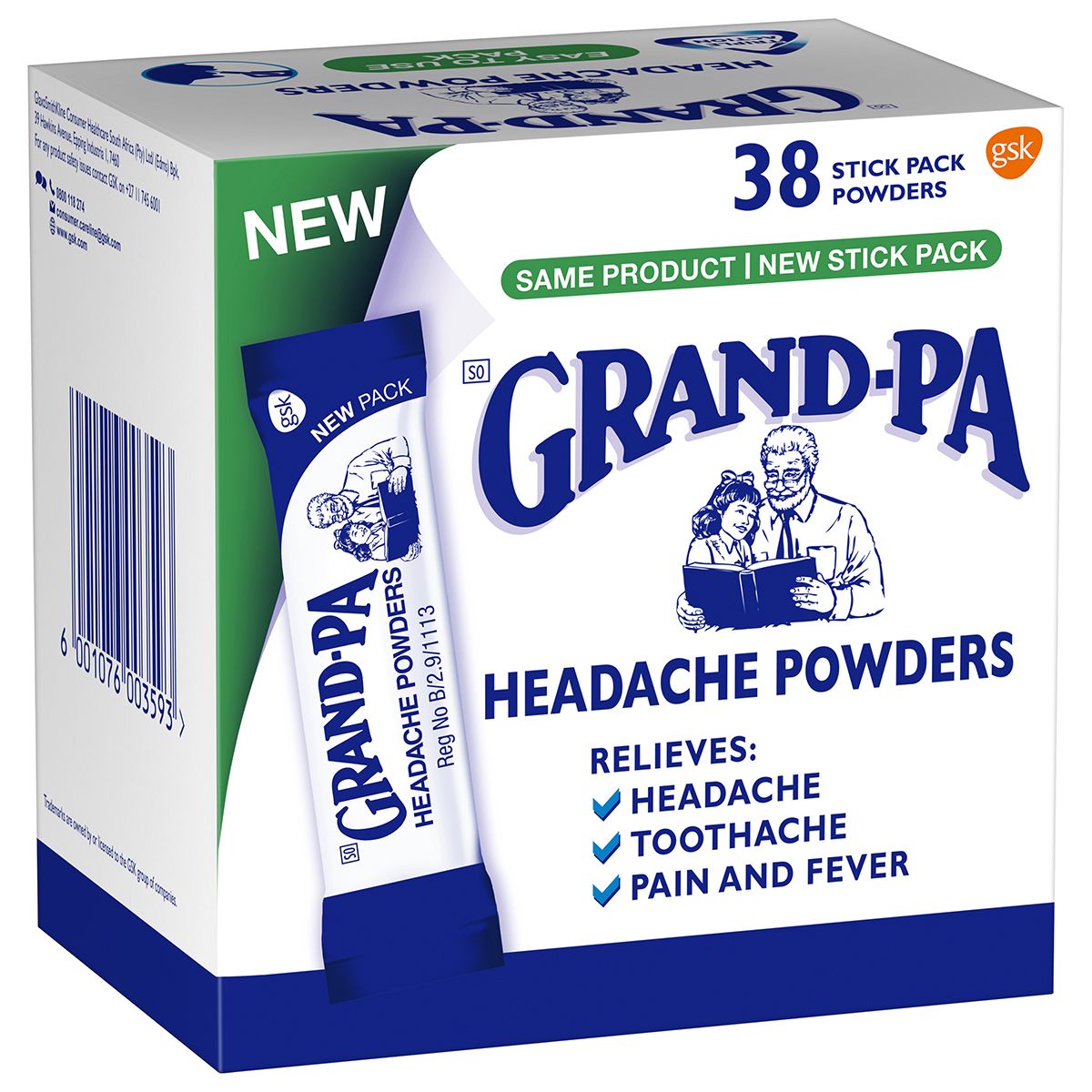 Grand-pa Headache Powders Stick Packs 38