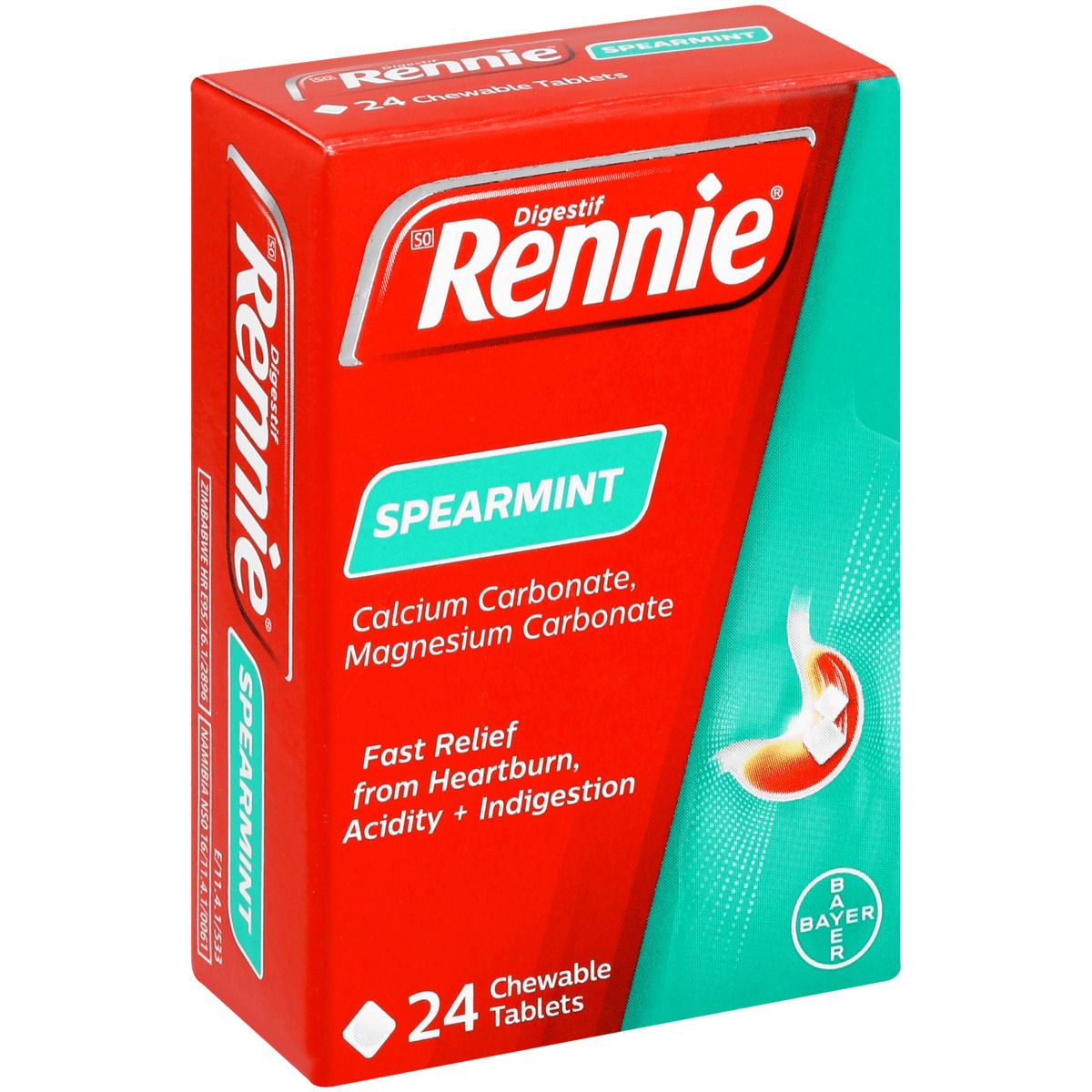 Rennie Antacid Spearmint 24 Tablets